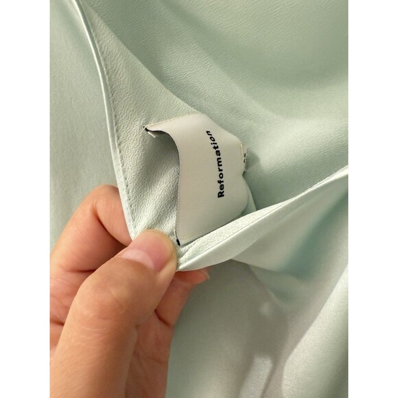NWOT Reformation Cardi Silk Dress Elegant Mint Green Slip Dress  Orig. $278 - Picture 14 of 14